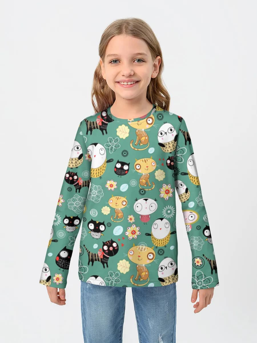 Girls' cotton long sleeve shirt