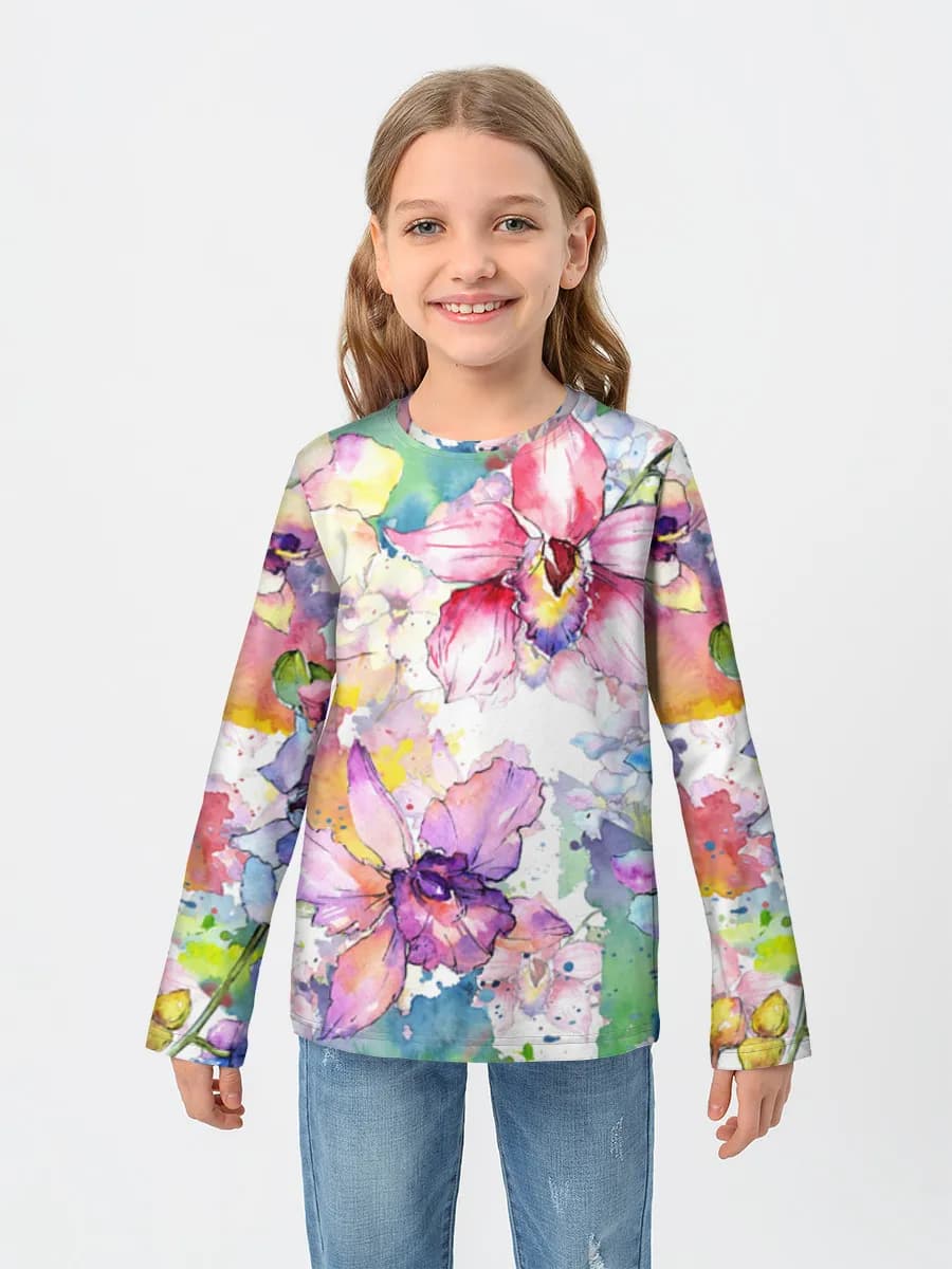 Girls' cotton long sleeve shirt