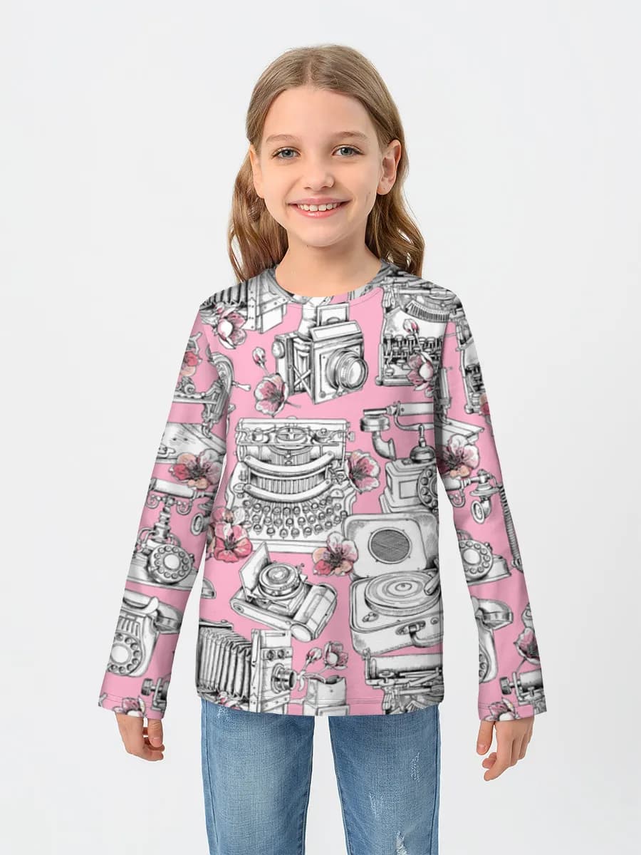 Girls' cotton long sleeve shirt