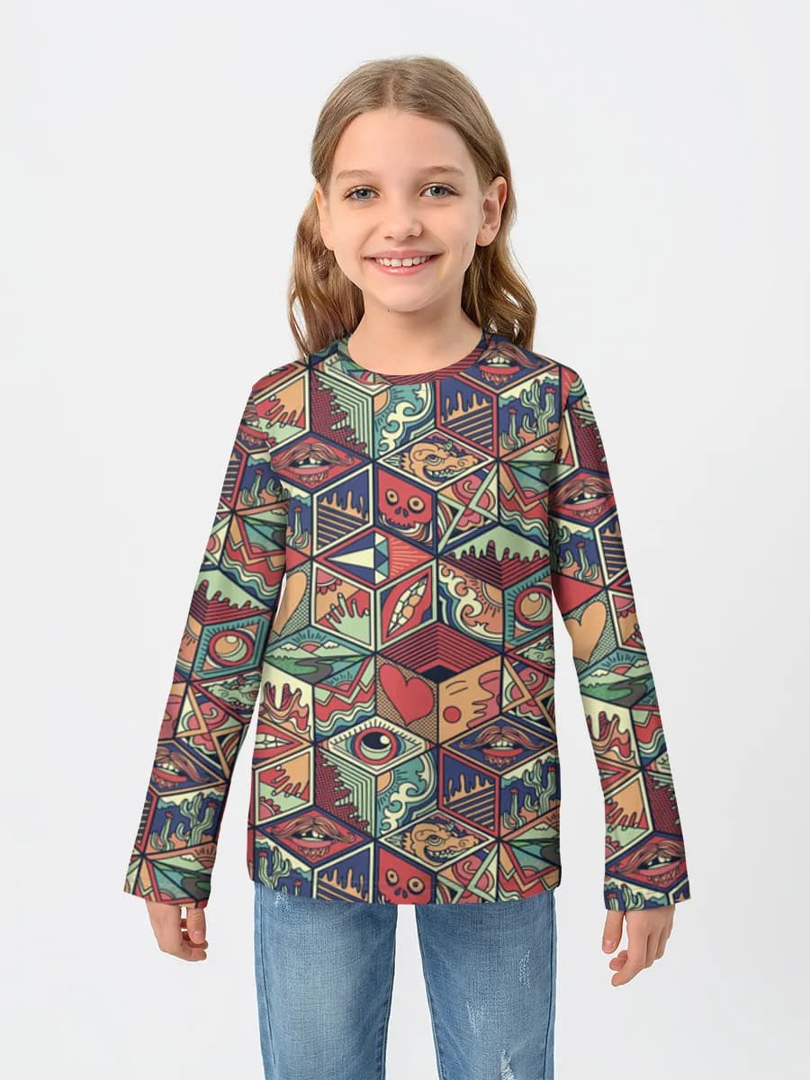 Girls' cotton long sleeve shirt