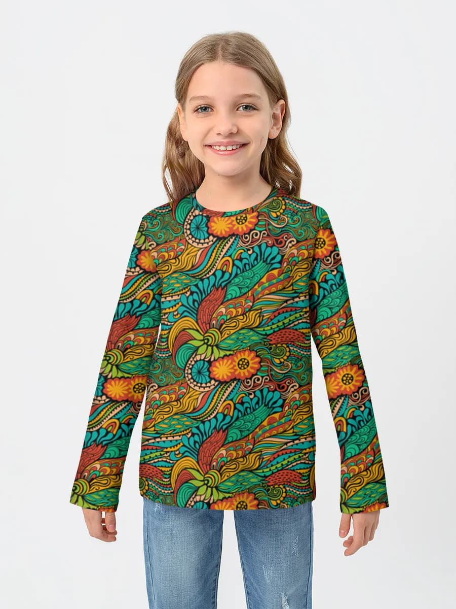 Girls' cotton long sleeve shirt
