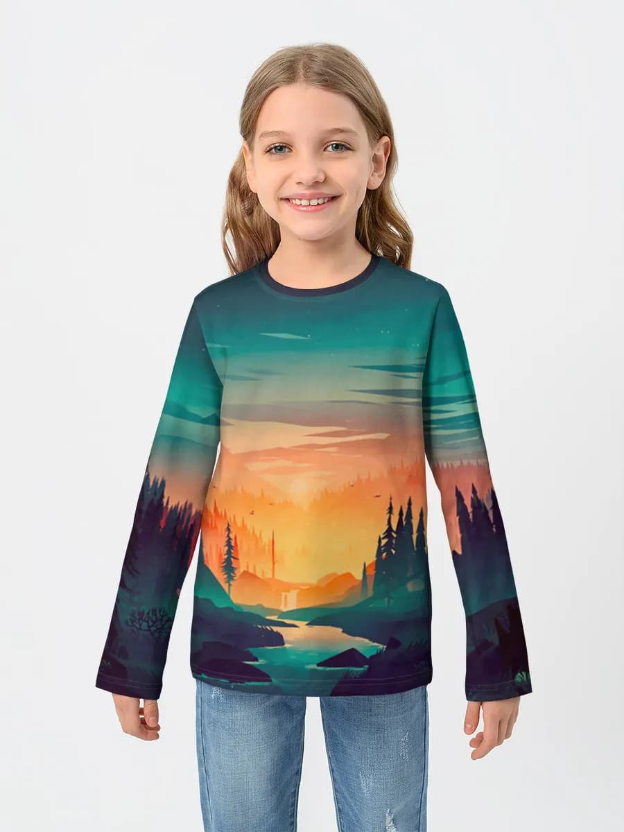 Girls' cotton long sleeve shirt