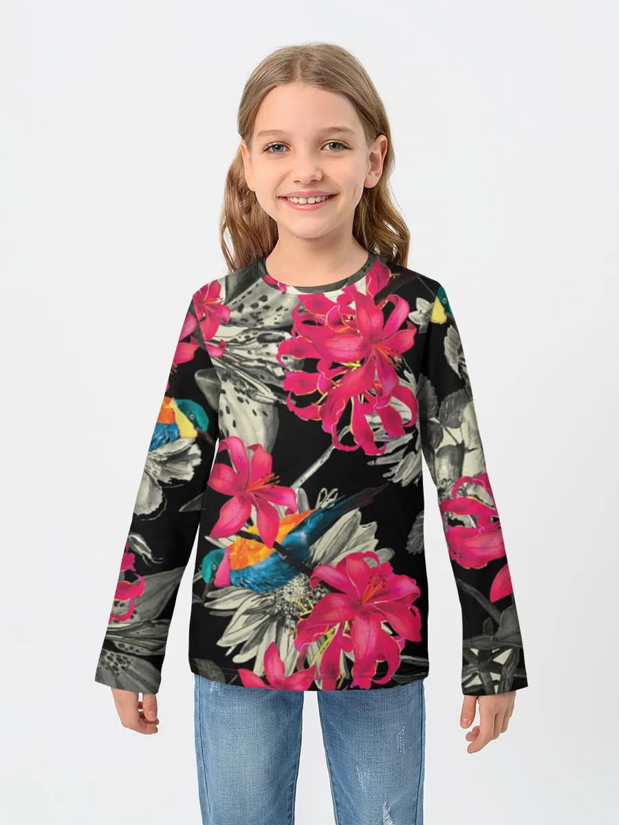 Girls' cotton long sleeve shirt