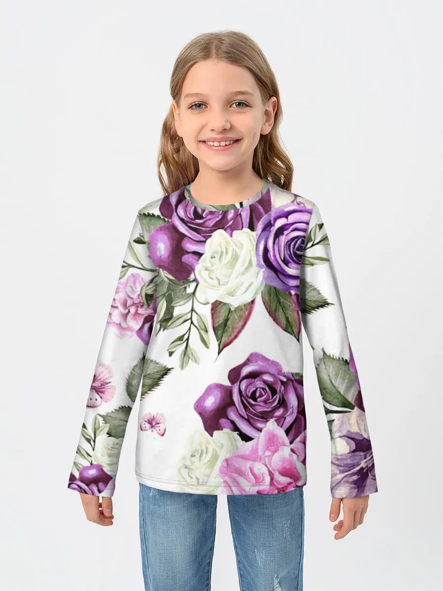 Girls' cotton long sleeve shirt