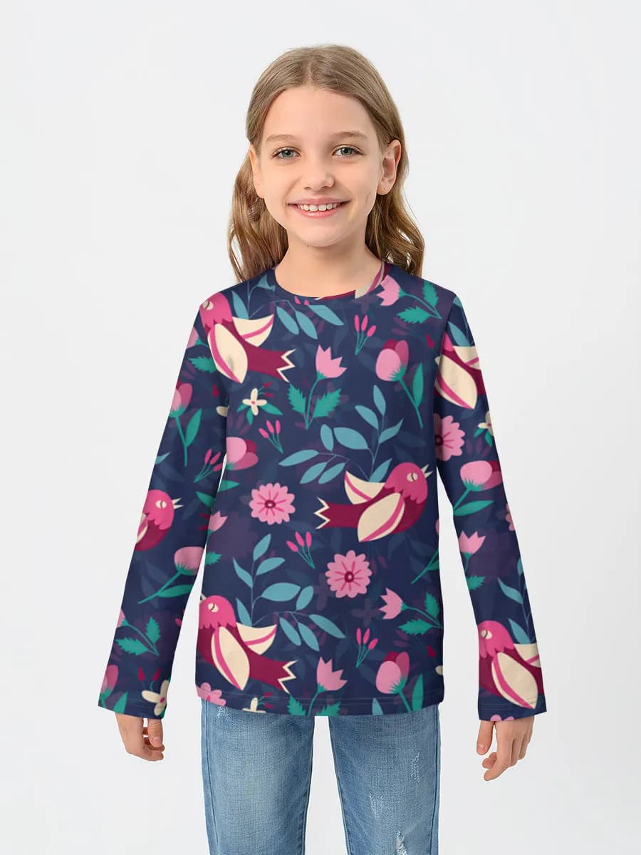 Girls' cotton long sleeve shirt