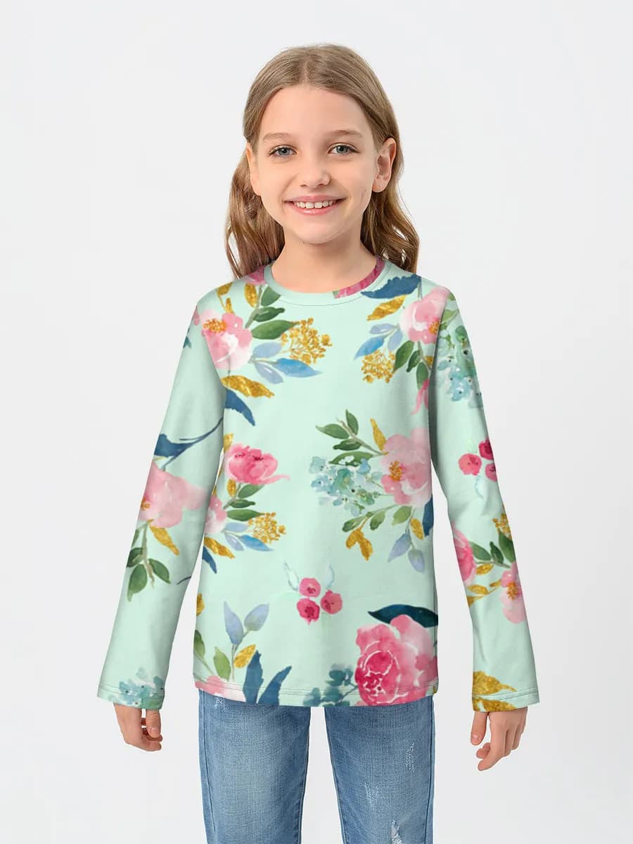 Girls' cotton long sleeve shirt