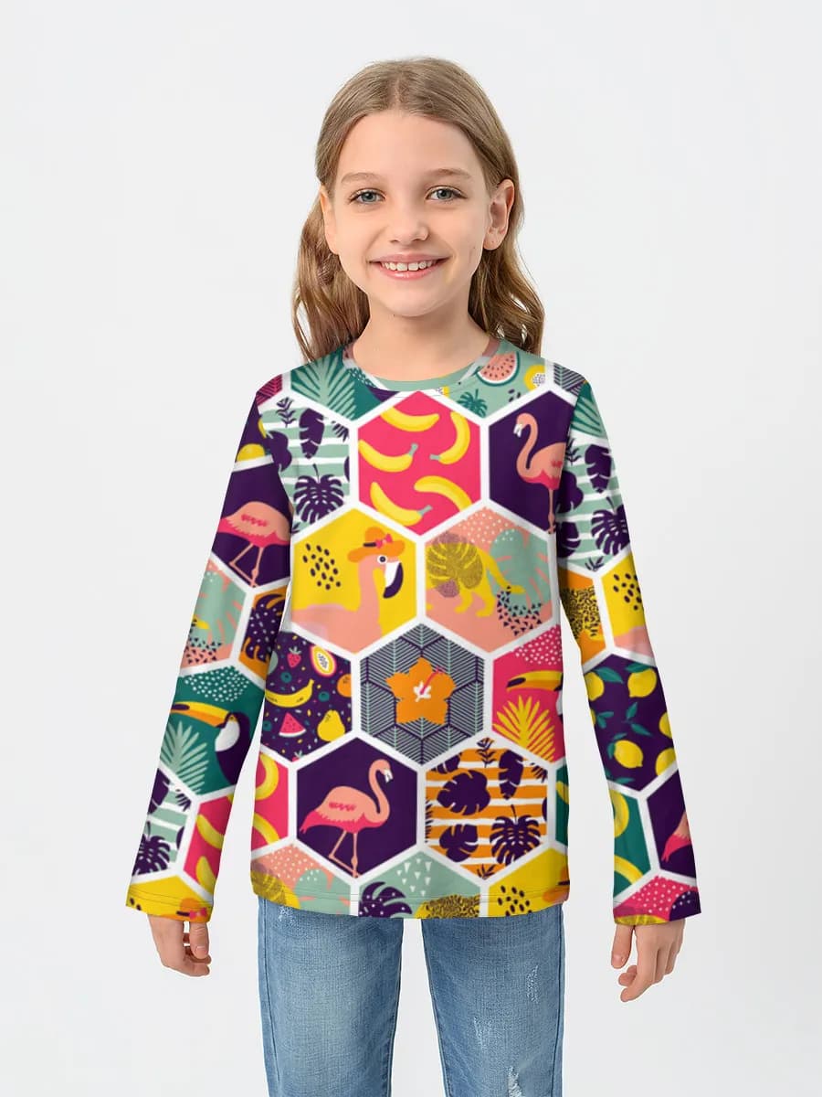 Girls' cotton long sleeve shirt