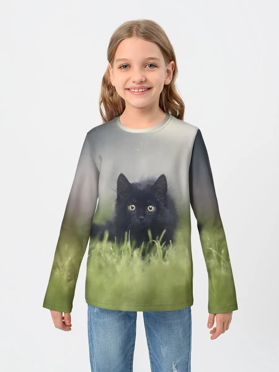 Girls' cotton long sleeve shirt