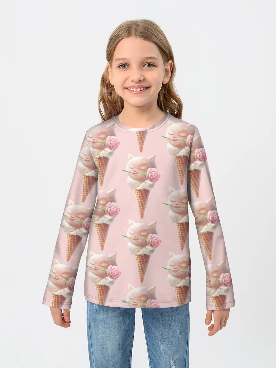 Girls' cotton long sleeve shirt