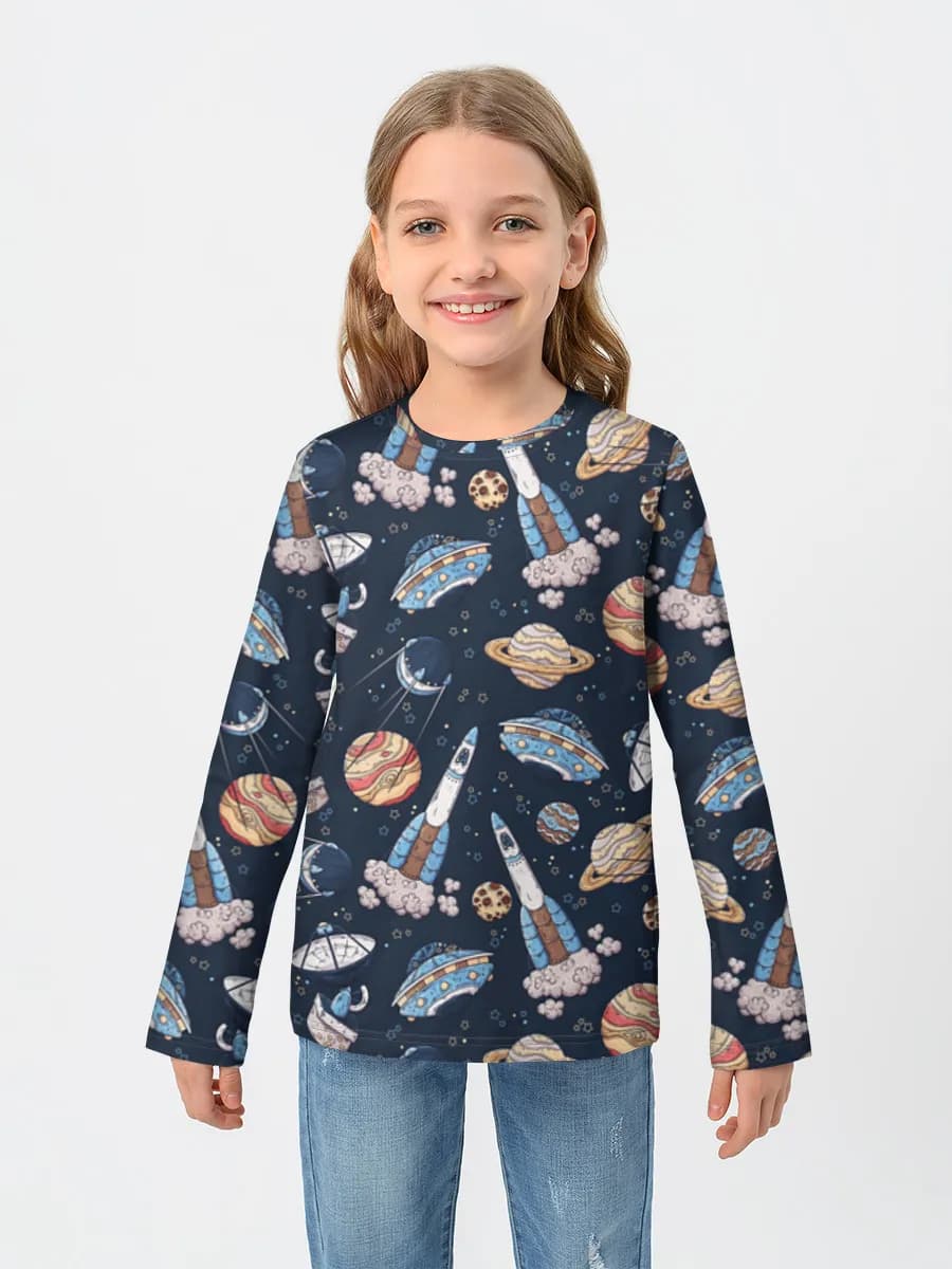Girls' cotton long sleeve shirt