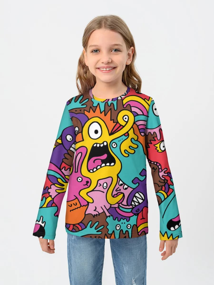 Girls' cotton long sleeve shirt