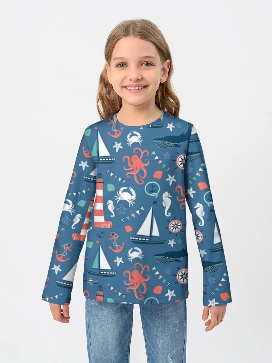 Girls' cotton long sleeve shirt