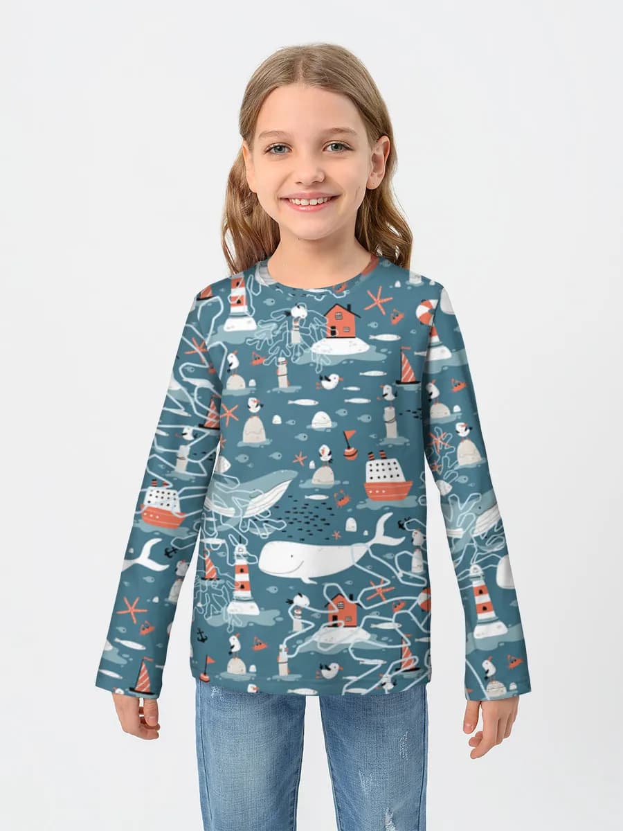 Girls' cotton long sleeve shirt