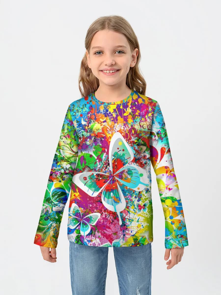 Girls' cotton long sleeve shirt