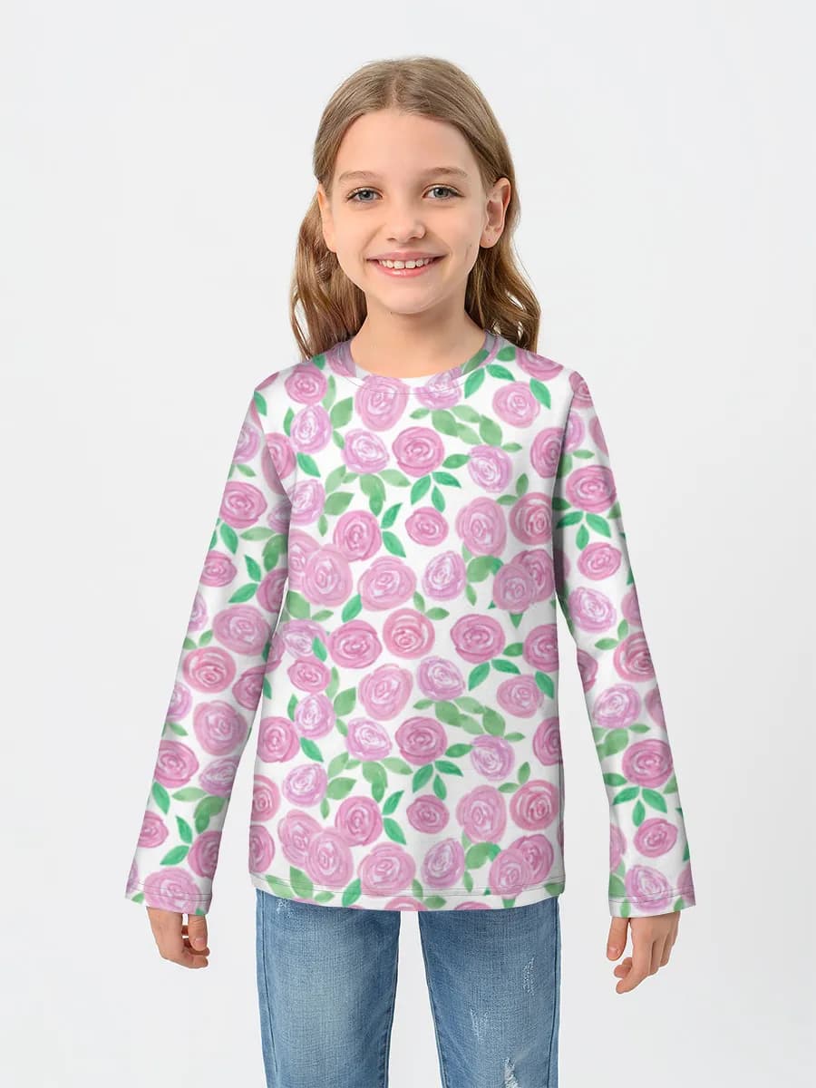Girls' cotton long sleeve shirt
