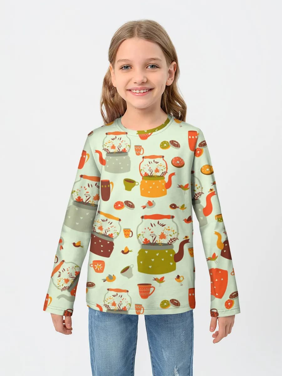 Girls' cotton long sleeve shirt