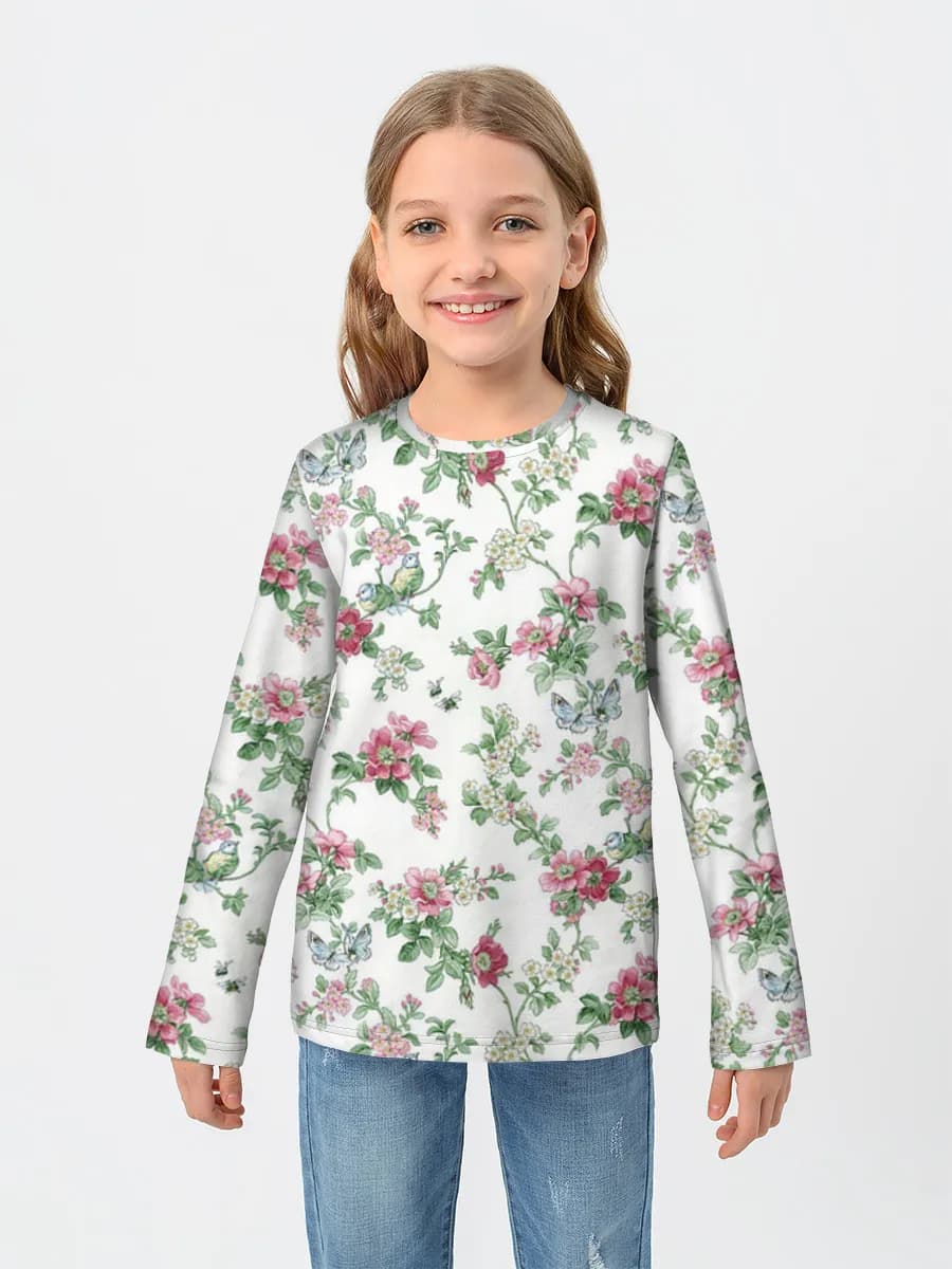 Girls' cotton long sleeve shirt