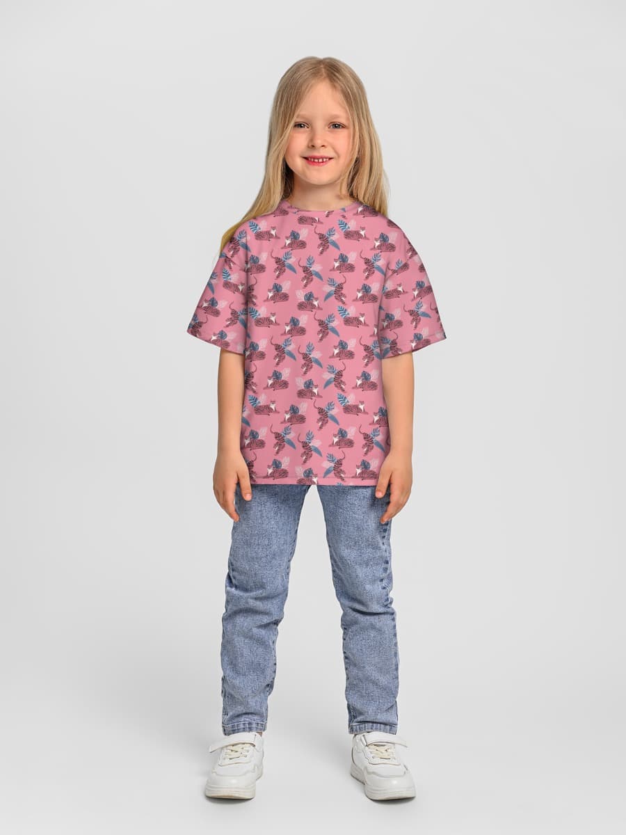 Girls' oversized cotton T-shirt