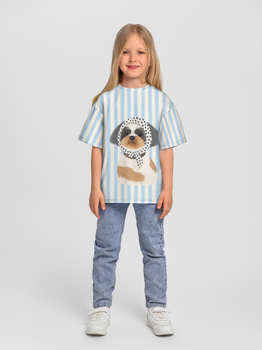 Girls' oversized cotton T-shirt