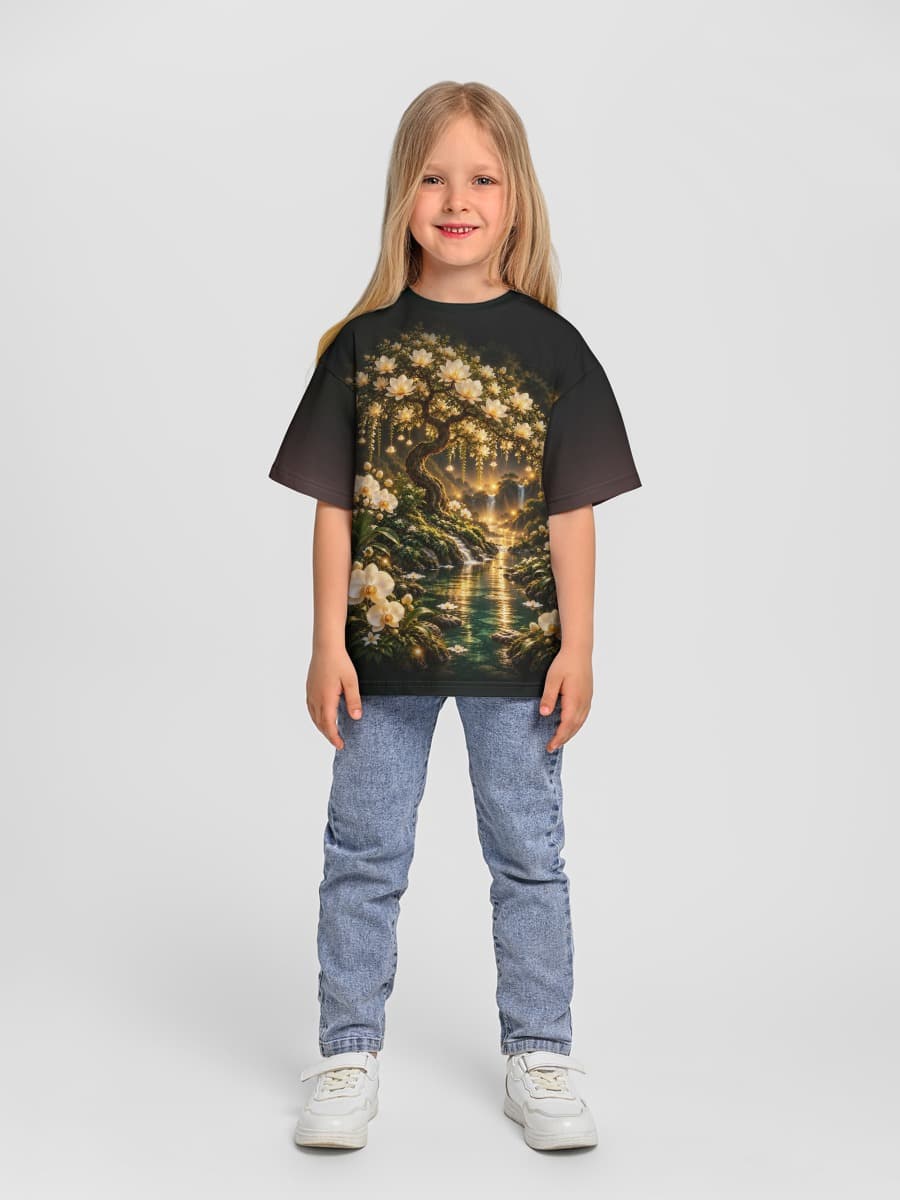 Girls' oversized cotton T-shirt