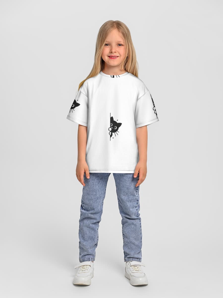 Girls' oversized cotton T-shirt