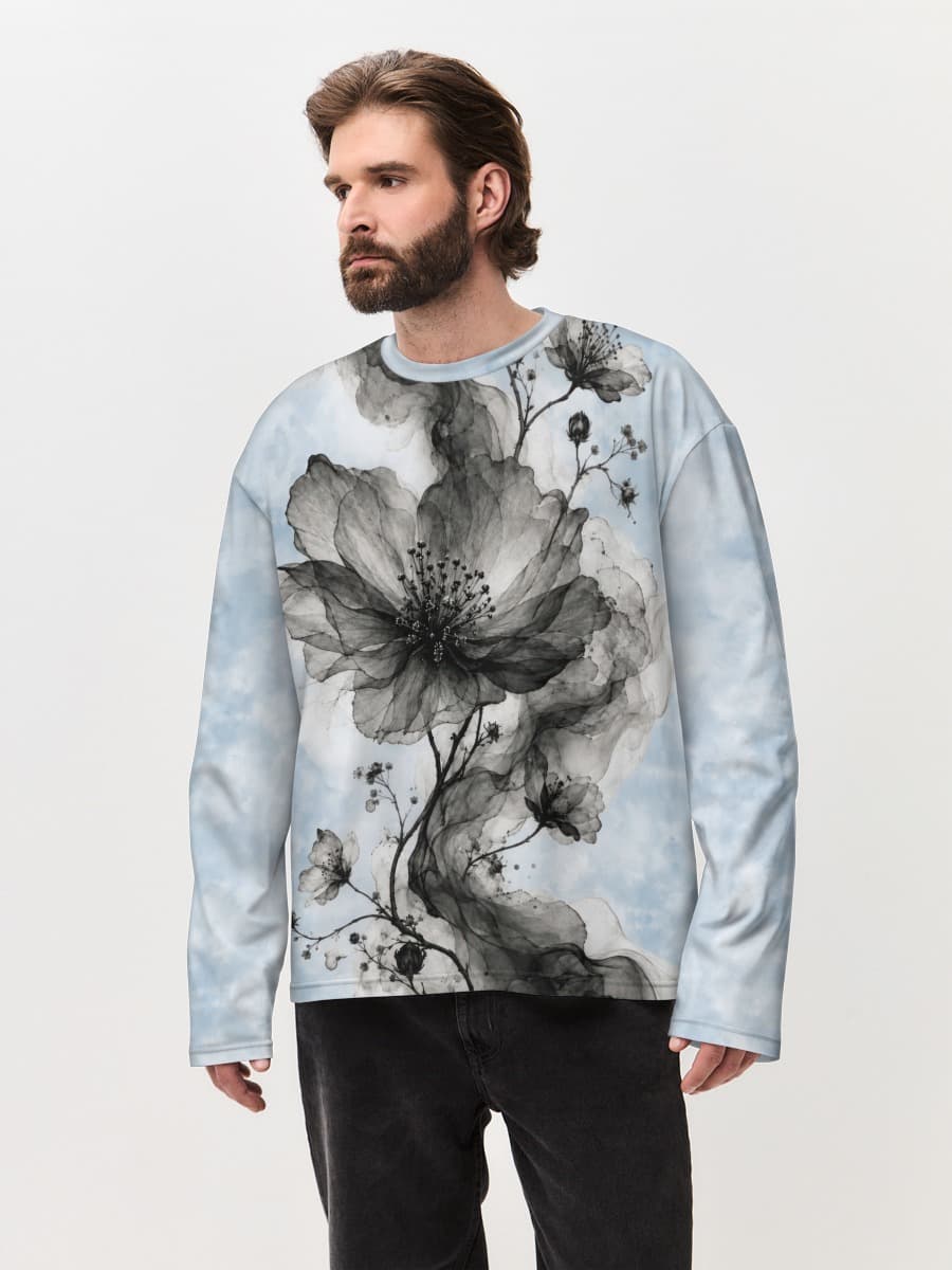 Herren Oversized Baumwoll Langarmshirt