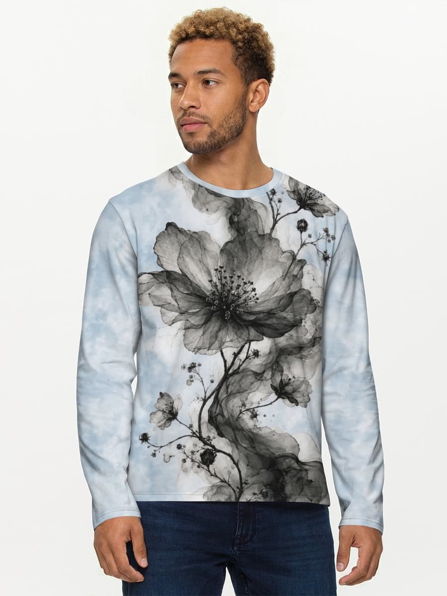 Herren Baumwoll Langarmshirt