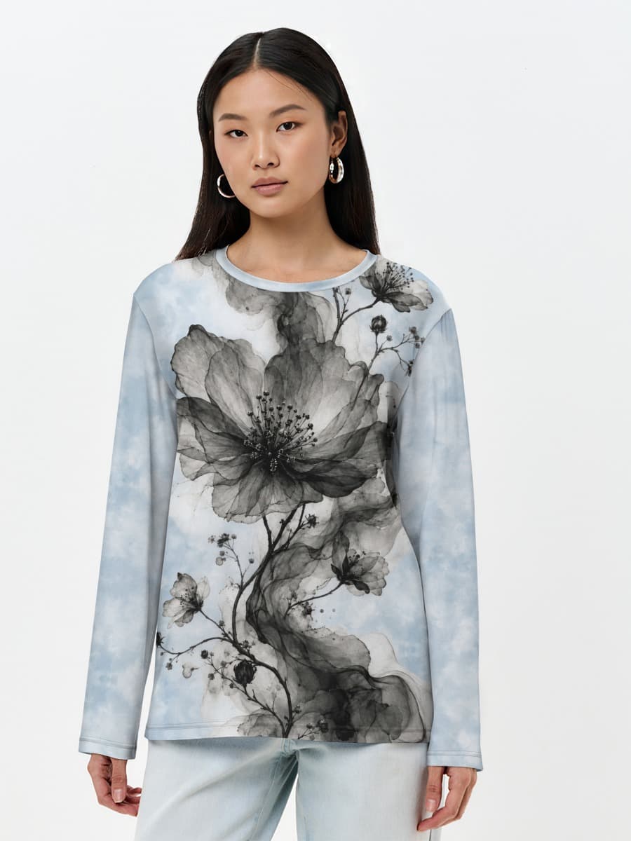Damen Baumwoll Langarmshirt