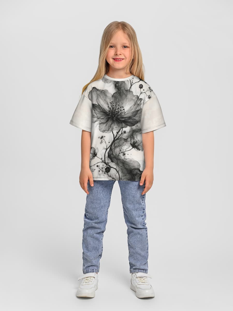 Girls' oversized cotton T-shirt