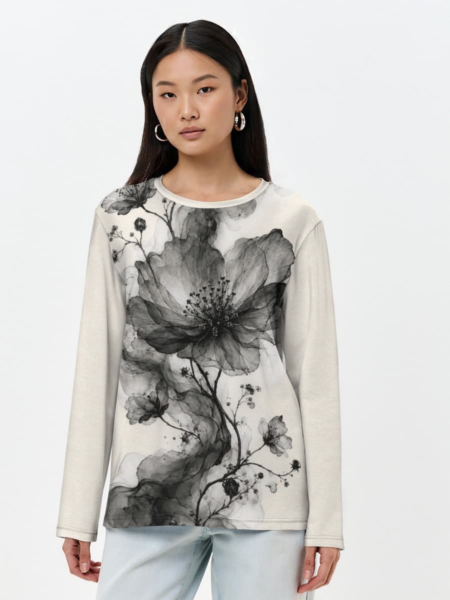 T-shirt Coton Manches Longues Femme