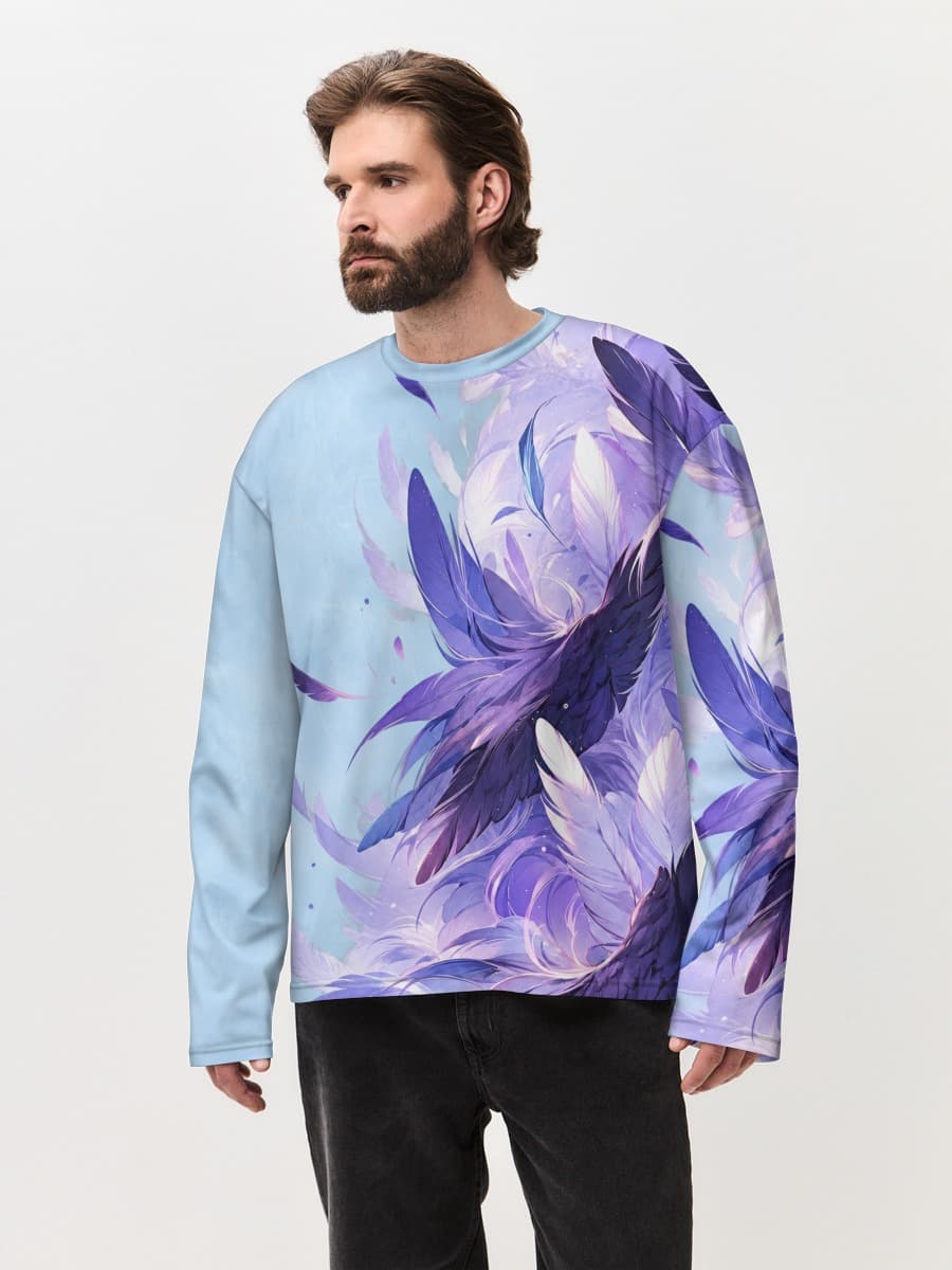 Herren Oversized Baumwoll Langarmshirt