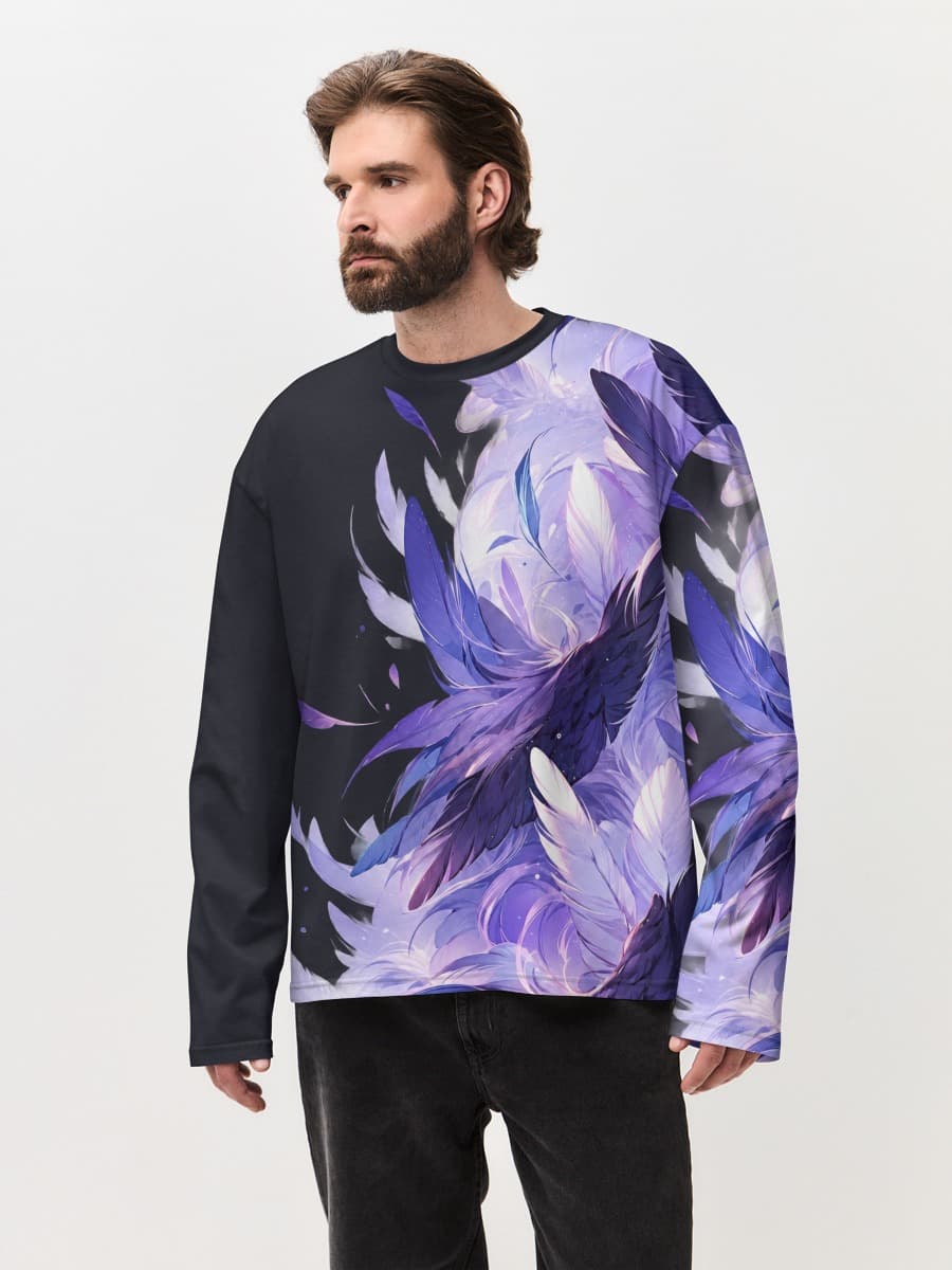 Herren Oversized Baumwoll Langarmshirt