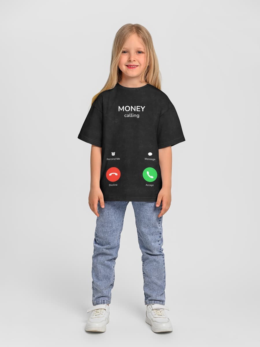 Girls' oversized cotton T-shirt