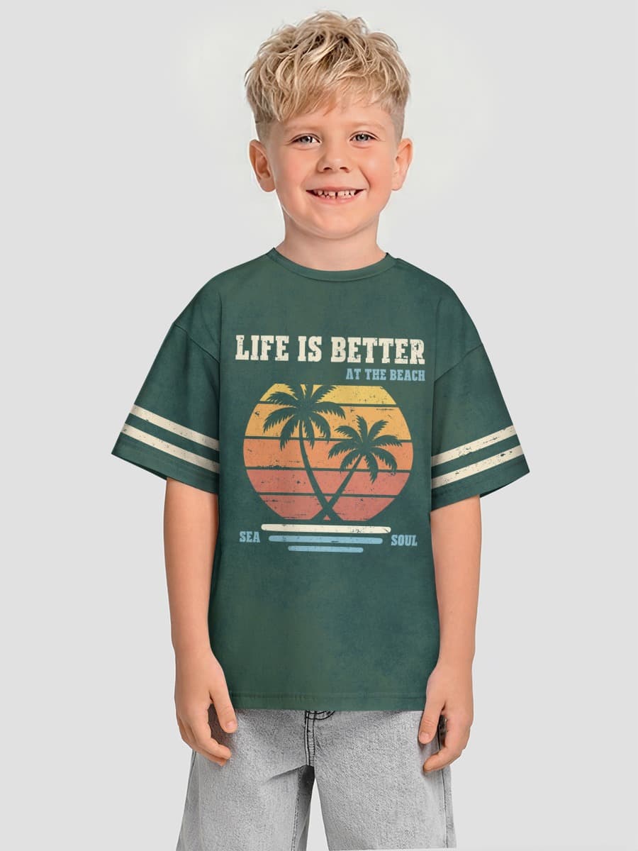 Boys' oversized cotton T-shirt