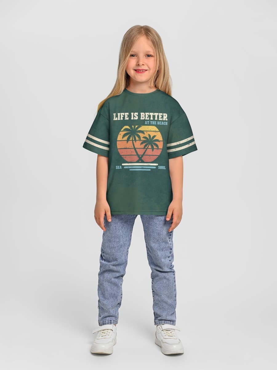 Girls' oversized cotton T-shirt
