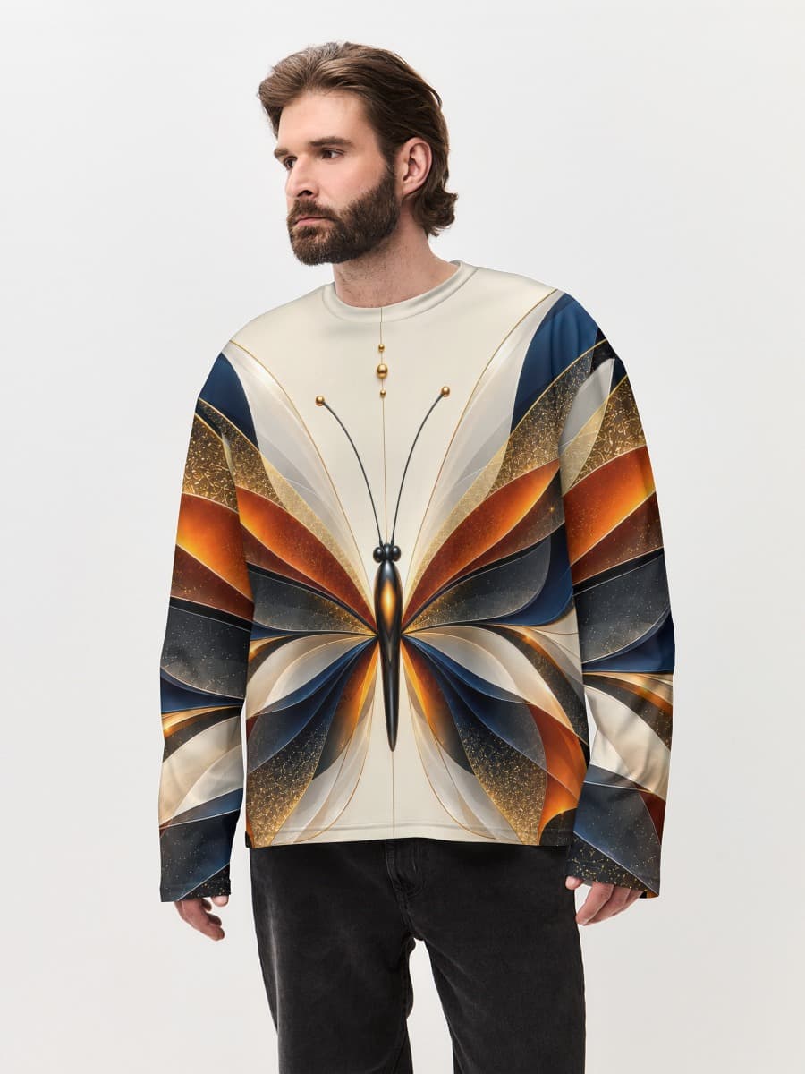 Herren Oversized Baumwoll Langarmshirt