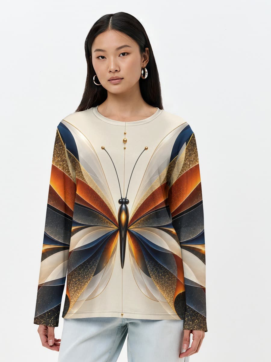 Damen Baumwoll Langarmshirt