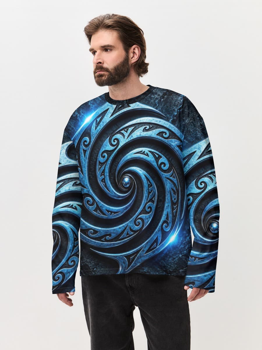 Herren Oversized Baumwoll Langarmshirt