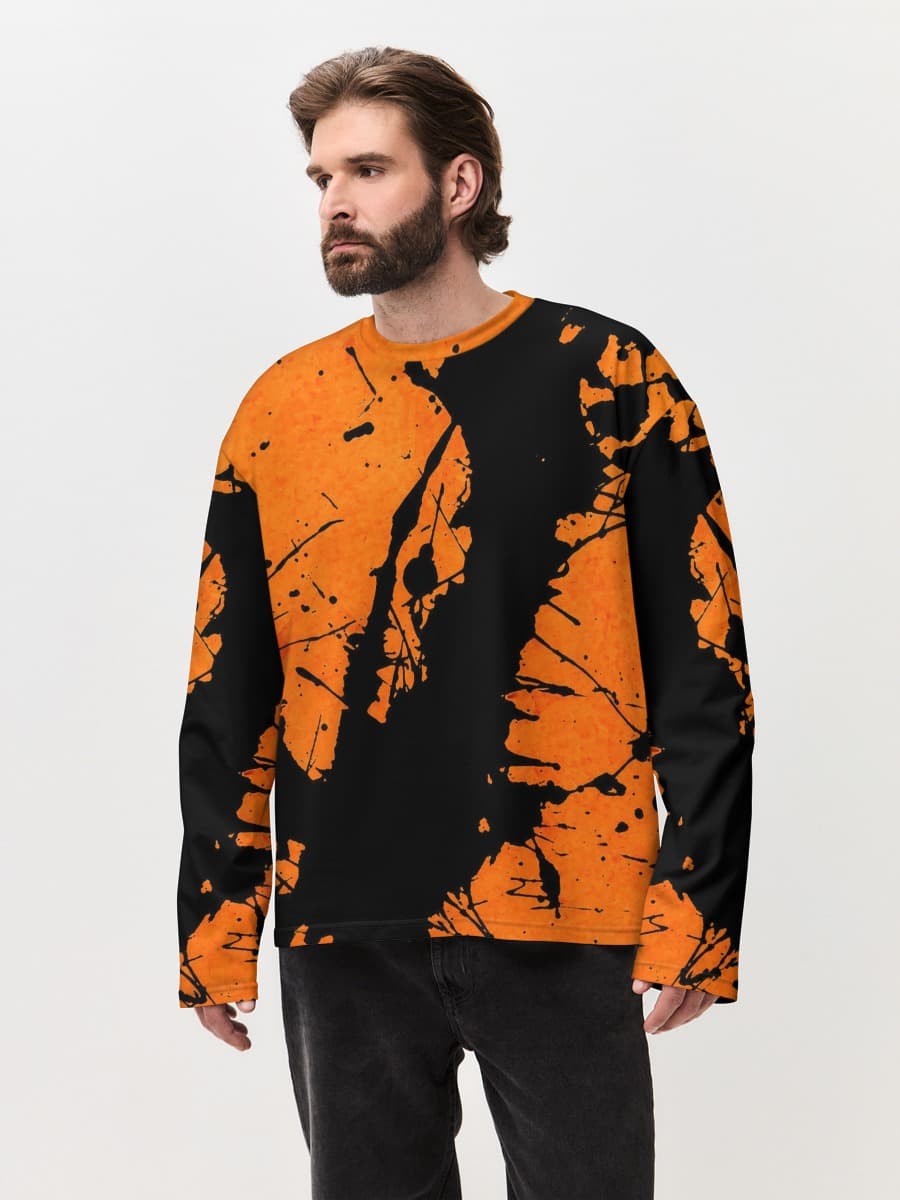 Herren Oversized Baumwoll Langarmshirt