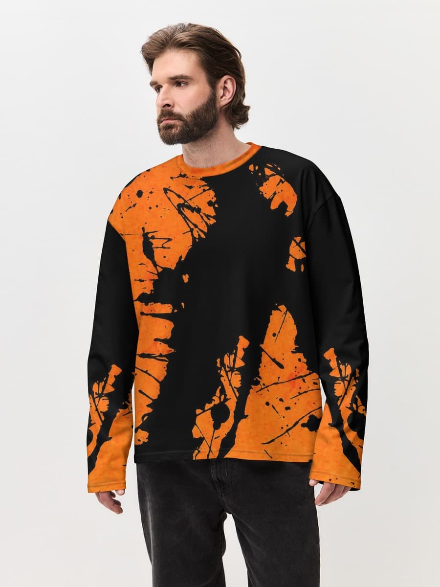 Herren Oversized Baumwoll Langarmshirt