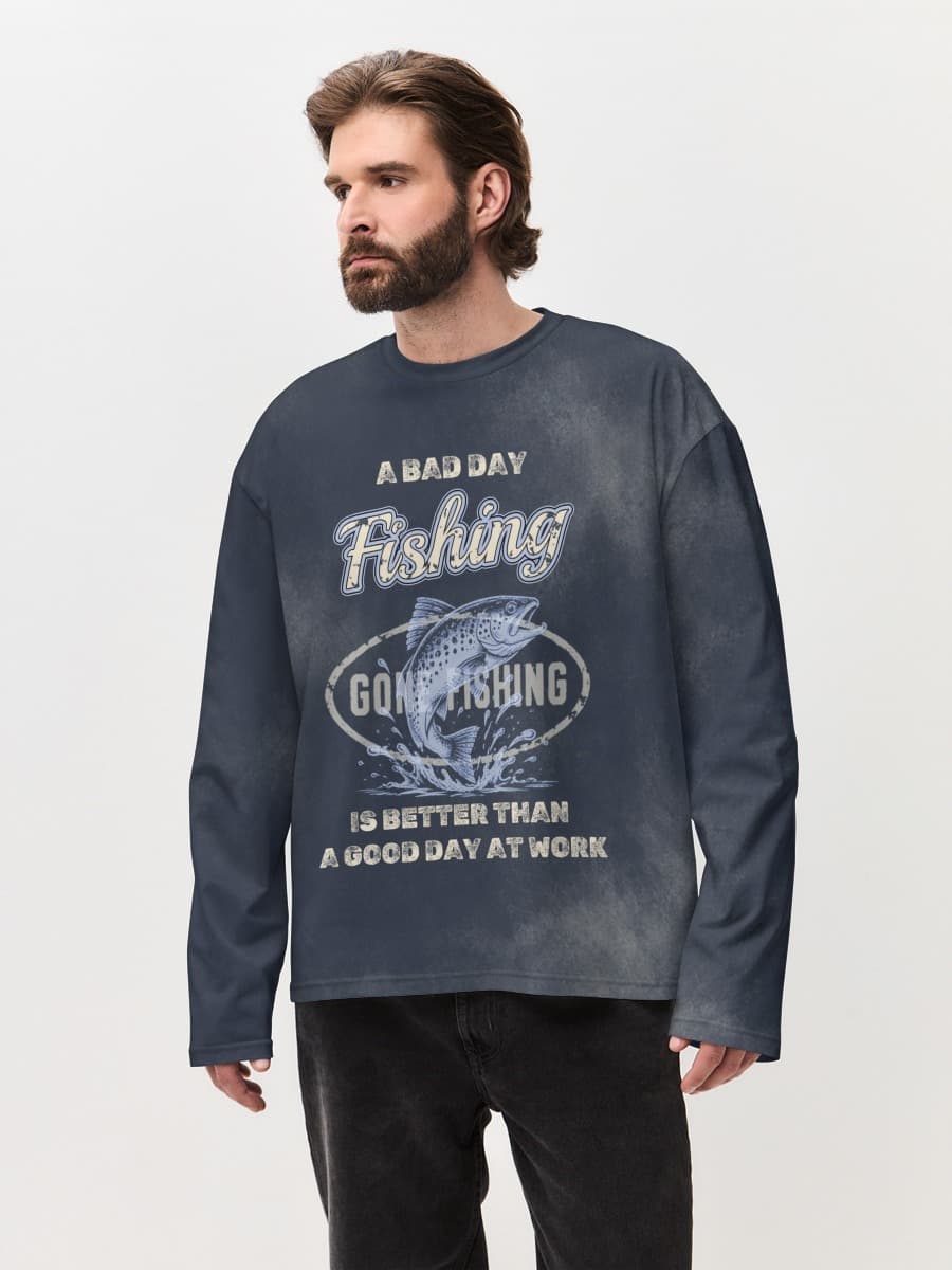 Gone Fishing — Men's oversized cotton long sleeve