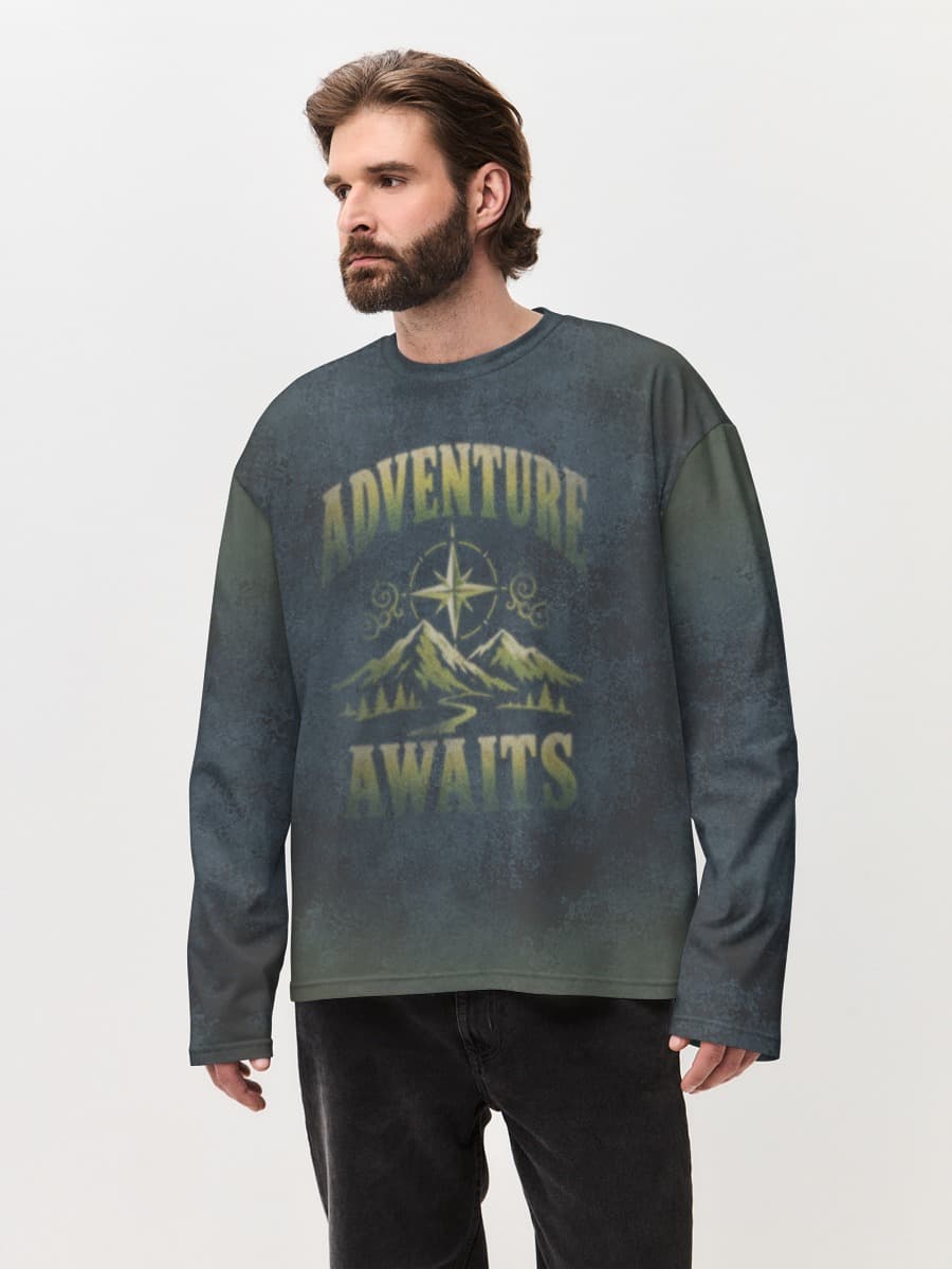 Herren Oversized Baumwoll Langarmshirt