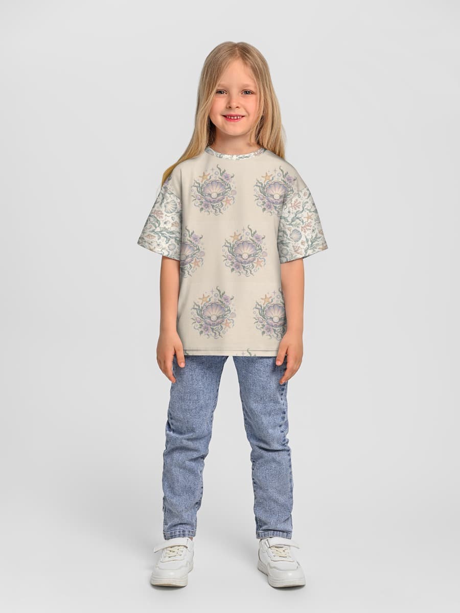 Girls' oversized cotton T-shirt