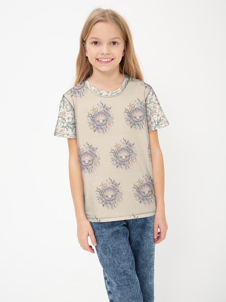 Girls' basic cotton T-shirt