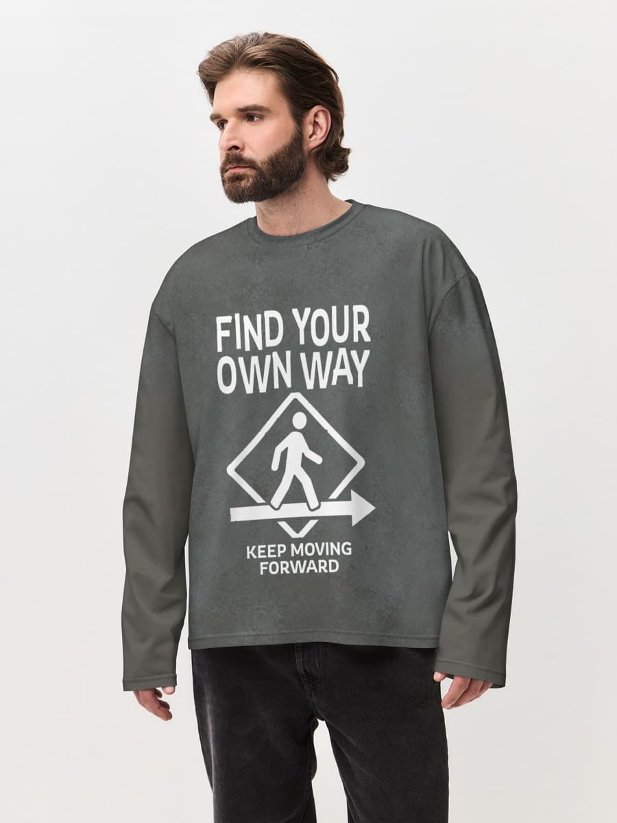 Herren Oversized Baumwoll Langarmshirt