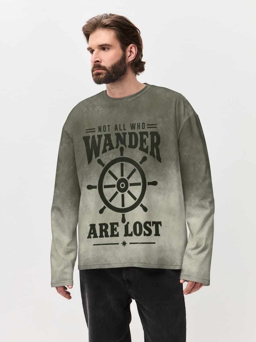 Herren Oversized Baumwoll Langarmshirt