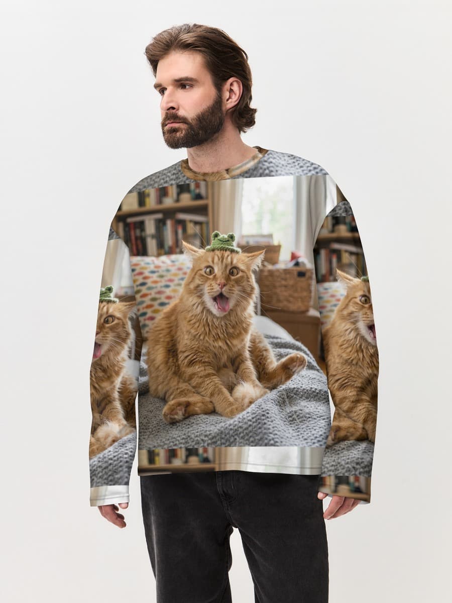 Camiseta de manga larga de algodón extragrande para hombre
