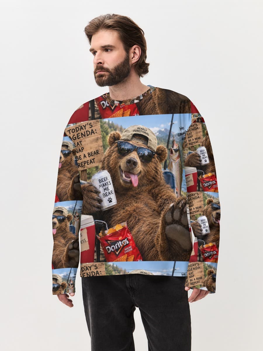 Camiseta de manga larga de algodón extragrande para hombre