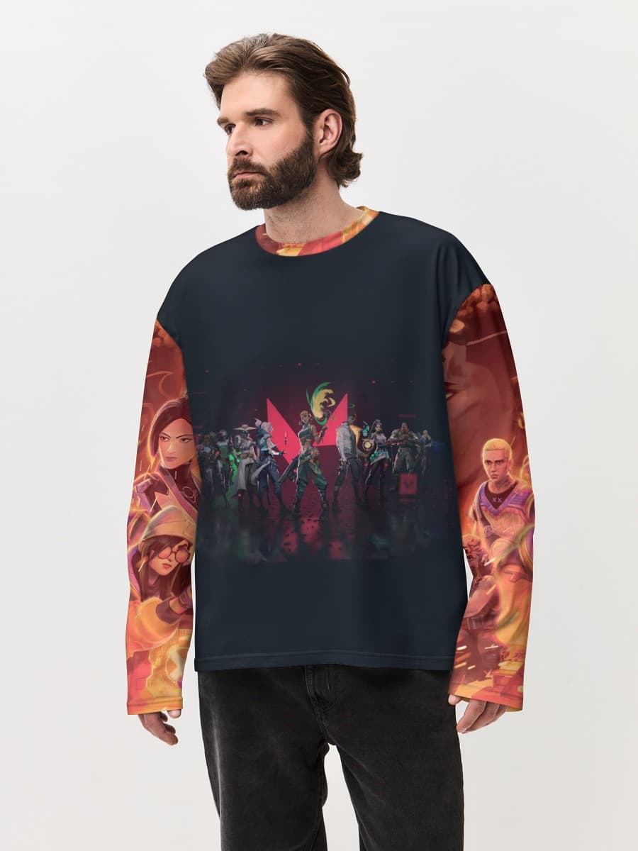 Camiseta de manga larga de algodón extragrande para hombre