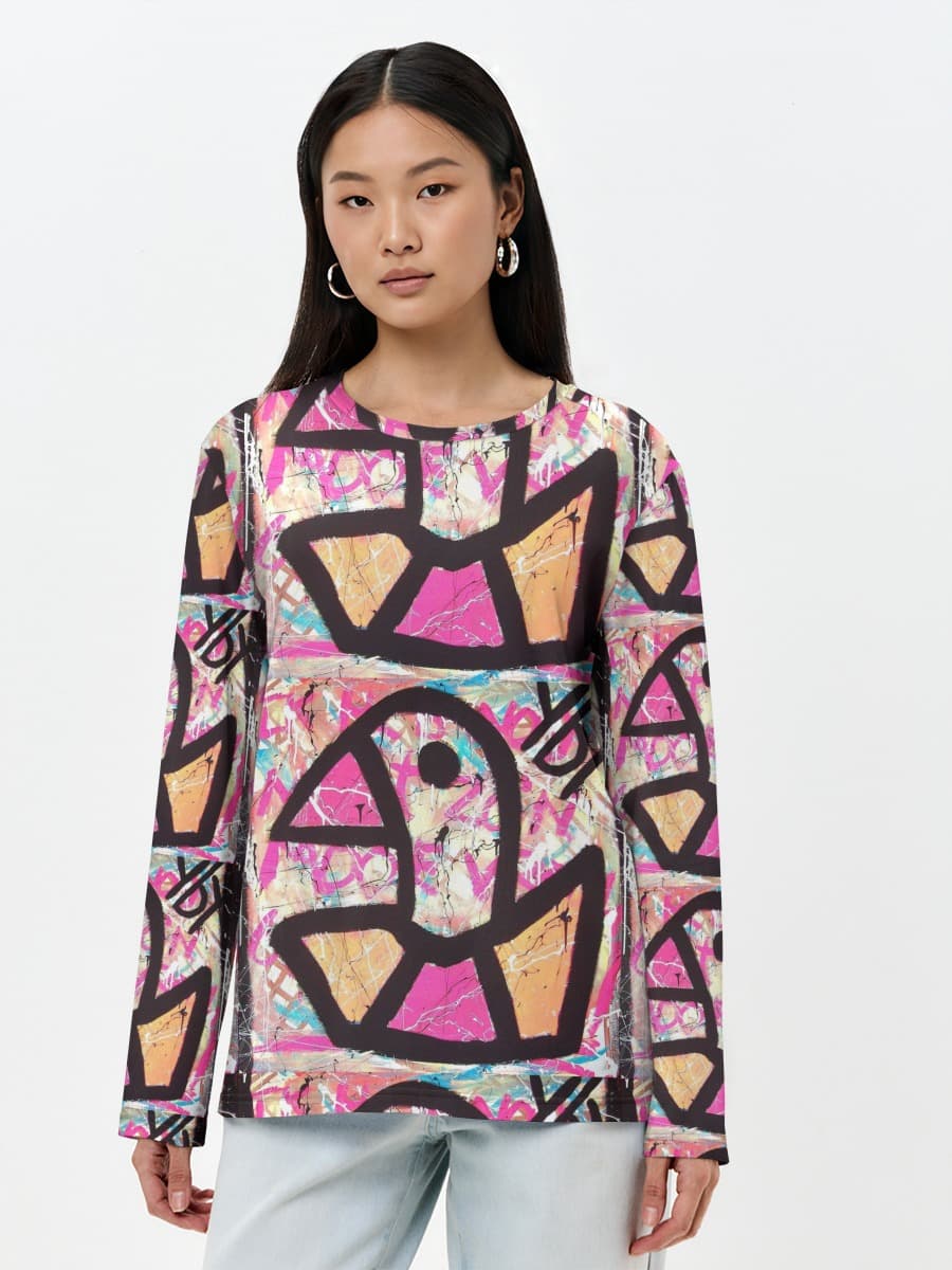 Damen Baumwoll Langarmshirt